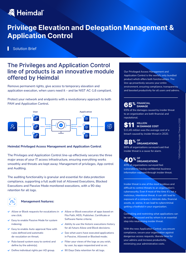Thumbnail for Heimdal Privilege Elevation and Delegation Management and Application Control document