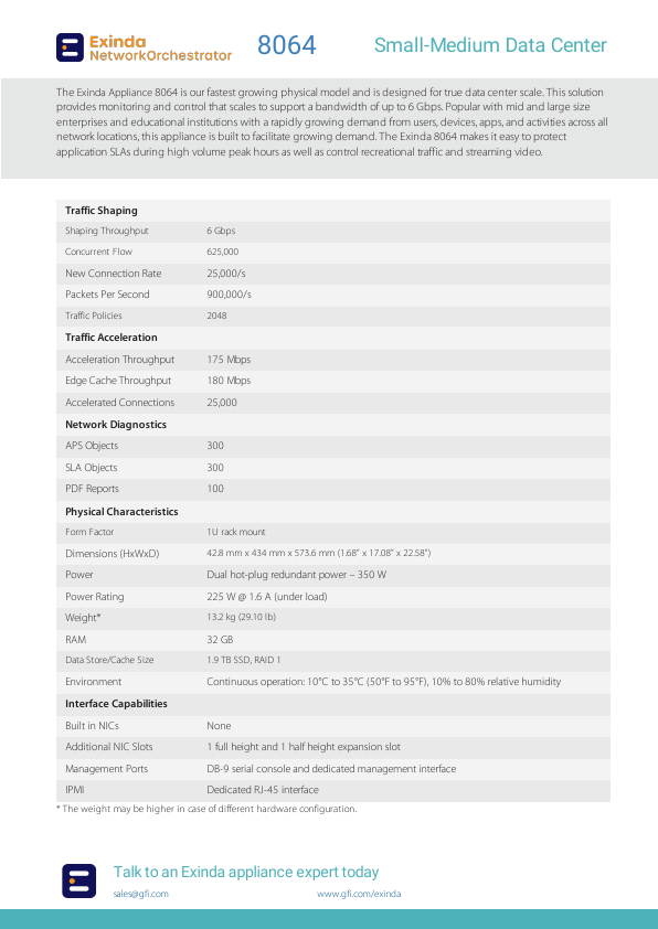 Thumbnail for Exinda 8064 Small-Medium Data Centre document